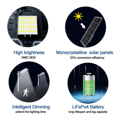 All In One High Power Street Light 200w 300w 400w LiFePO4 Integrated Solar Panel System